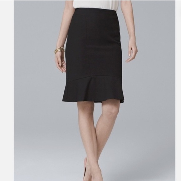 White House Black Market Dresses & Skirts - White House Black Market BP Flounce Hem Black Pencil Skirt NEW